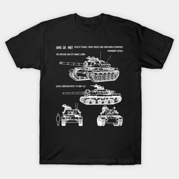 AMX-30 Tanque Principal de Batalha Projeto T-Shirt. Novo 100% Algodão Manga Curta-O-T-shirt com Decote Roupa Casual Mens Top
