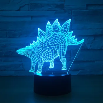 Dinossauro Modelo Ilusão 3d LED da Lâmpada 7 mudança da Cor do Animal Camaleão Visual 3d Led Luzes da Noite Para o Dom Crianças Secretária Candeeiro de Mesa