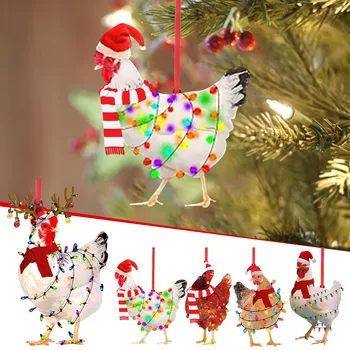 Árvore De Natal Lenço De Frango Ornamentos Animal Árvore De Natal Pendurando Casa Festa De Crianças, Decoração De Quartos Queda De Ornamentos