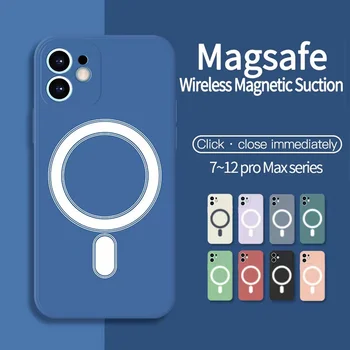 2022 Novo Silicone Líquido Magnético Caso de Telefone para o iPhone 12 13 Pro 11 Max 11 X Xr Xs 7 8 Plus Mini SE Magsafing de Capa Mole