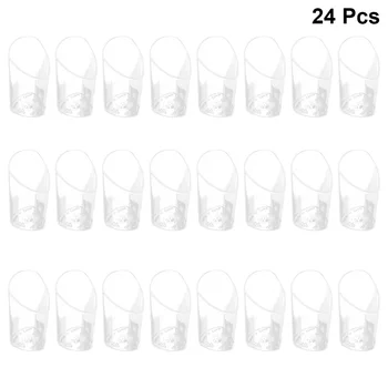 24pcs 80 ml Transparente de Bisel Tiramisu Copos de Plástico Pudim de Copo Descartável Sobremesa Recipiente