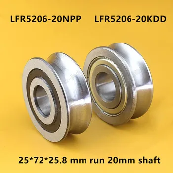 2pcs LFR5206-20NPP LFR5206-20KDD U groove polia de guia de esteira de rolos rolamento de rolo LFR5206-20 ZZ 2RS 25*72*23.8*25.8 mm executar eixo de 20mm