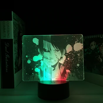 Anime Ataque Titan Eren Jaeger Dupla de Cor de Luz LED para Decoração do Quarto de Presente de Aniversário Colorido de Dois Tons Lâmpada Mangá AOT
