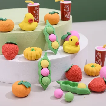 Colorido, Frutas, Legumes, Alimentos em Miniatura Borrachas de Lápis para as Crianças Favores do Partido da sala de Aula do Aluno Pacotes de prêmios