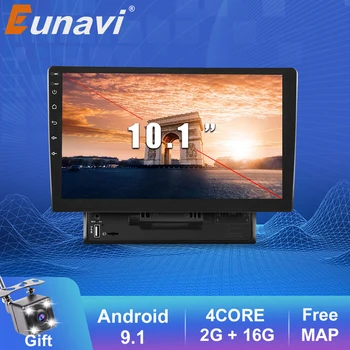 Eunavi Android 9 1din auto-Rádio Reprodutor Multimídia Universal GPS de Navegação Auto Estéreo de Vídeo wi-FI 10.1 polegadas 2,5 D Tela HD