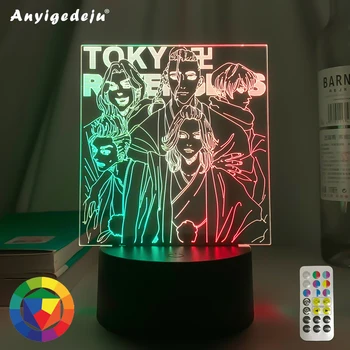 O mais novo de Dois Tons 3D da Noite do Diodo emissor de Luz de Anime de Tóquio Revengers Mikey Figura de Criança Decoração de Quarto de Presente de Aniversário de Cor Dual Led Lâmpada Mangá